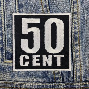 50 Cent White Logo Patch Iron-On
