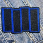 Black Flag Slanted Logo Patch Blue Border Iron-On