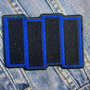 Black Flag Slanted Logo Patch Blue Border Iron-On