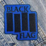Black Flag Blue Logo Patch with Text Iron-On
