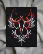 Limited Edition Black Veil-Inspired Wings & Flame Patch – Gothic Metal Design (12.5cm x 9.9cm)