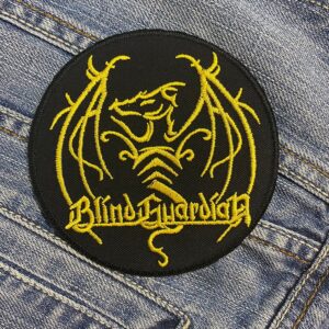 Blind Guardian Dragon Logo Round Patch – Yellow on Black Iron-On