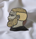 Chad Meme Embroidered Patch – Funny Iron-On Badge for Jackets & Backpacks (8.5 x 9 cm)