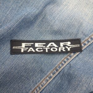 Fear Factory Logo Patch Classic White on Black – Iron-On
