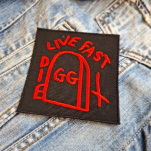 GG Allin “LIVE FAST DIE” Tombstone Patch – Iron-On