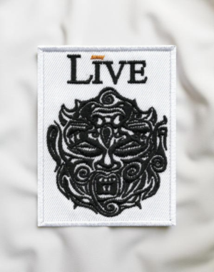 Limited Edition Live-Inspired Patch – Tribal Mask & Text Design (14cm x 10.8cm)