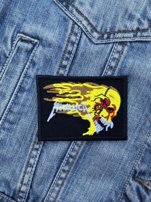 Metallica Flaming Skull Embroidered Patch – Iron-On