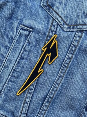 Metallica Yellow Outline Lightning Bolt Patch Iron-On