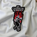 My Chemical Romance Skeleton Dance with Flames Patch – Gothic Rock Embroidered Iron-On Badge