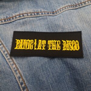 Panic! At The Disco Rectangular Patch (Orange Gothic Text) – Iron-On