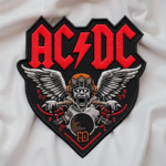 Limited Edition AC/DC-Inspired Winged Biker Skull Patch – Rock & Ride Embroidered Badge