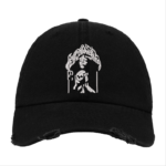 Electric Wizard Embroidered Patch Design on Black Distressed Baseball Cap