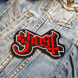 Ghost Band Logo Patch Black-Red Style – Iron-On