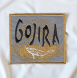 Gojira-Inspired Embroidered Patch – Golden Whale & Cloudburst Design