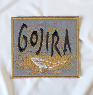 Gojira-Inspired Embroidered Patch – Golden Whale & Cloudburst Design