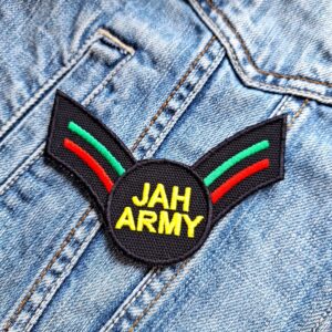 Jah Army | Rastafari | Reggae Music | Bob Marley | Jamaica | Embroidered Patch Badge Applique Iron on | Trendy | DIY | Decorative | Collectible