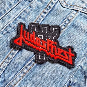 Judas Priest Red Logo with Silver Trident Patch – Iron-On