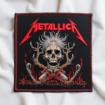 Limited Edition Metallica-Inspired Wild Skull Patch – Flames & Horns Embroidered Badge