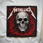Limited Edition Metallica-Inspired Skull Patch – Red Lightning Embroidered Badge