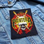 Pantera Skull Daggers Red Flame Patch Iron-On