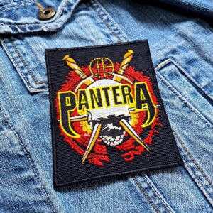 Pantera Skull Daggers Red Flame Patch Iron-On