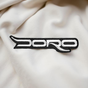 Doro Logo Embroidered Patch – White Rock Band Iron-On Badge for Jackets & Bags