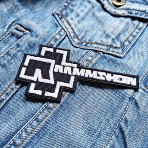 Rammstein White Logo Cross Patch Iron-On