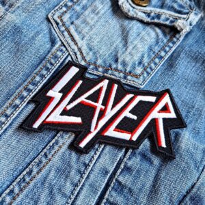 Slayer – Classic White & Red Logo Patch – Iron-On
